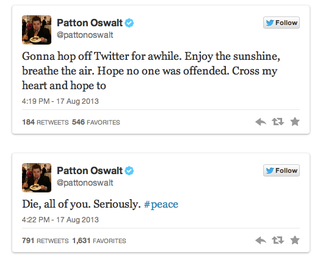 Illustration for article titled Patton Oswalt won Twitter over the weekend with a series of hilarious, slightly offensive tweets